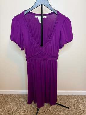 ☀️Max Studio Purple Braided Detail Short Sleeve Dress Size S